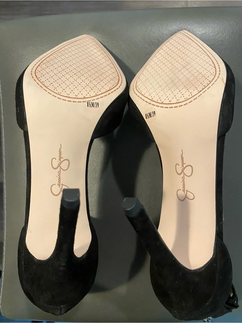 Jessica Simpson Portalynn Black Suede Lace Cuff d’Orsay Stiletto Heels 8.5 NWOB